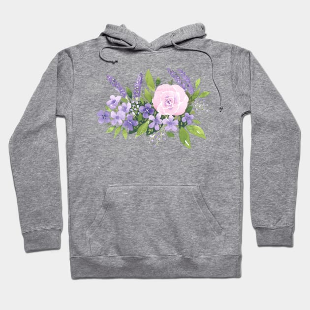 Roses and Violets Hoodie by Sharon Rose Art